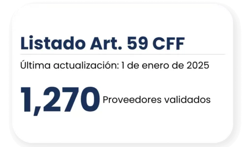 Captura de pantalla de proveedores ante el SAT Promedio de proveedores validados ante la lista efos del sat