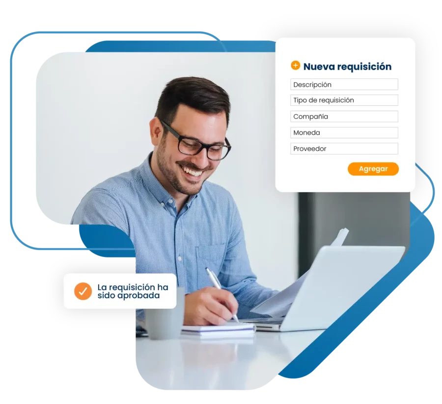 ejecutivo gestionando requisiciones empresariales